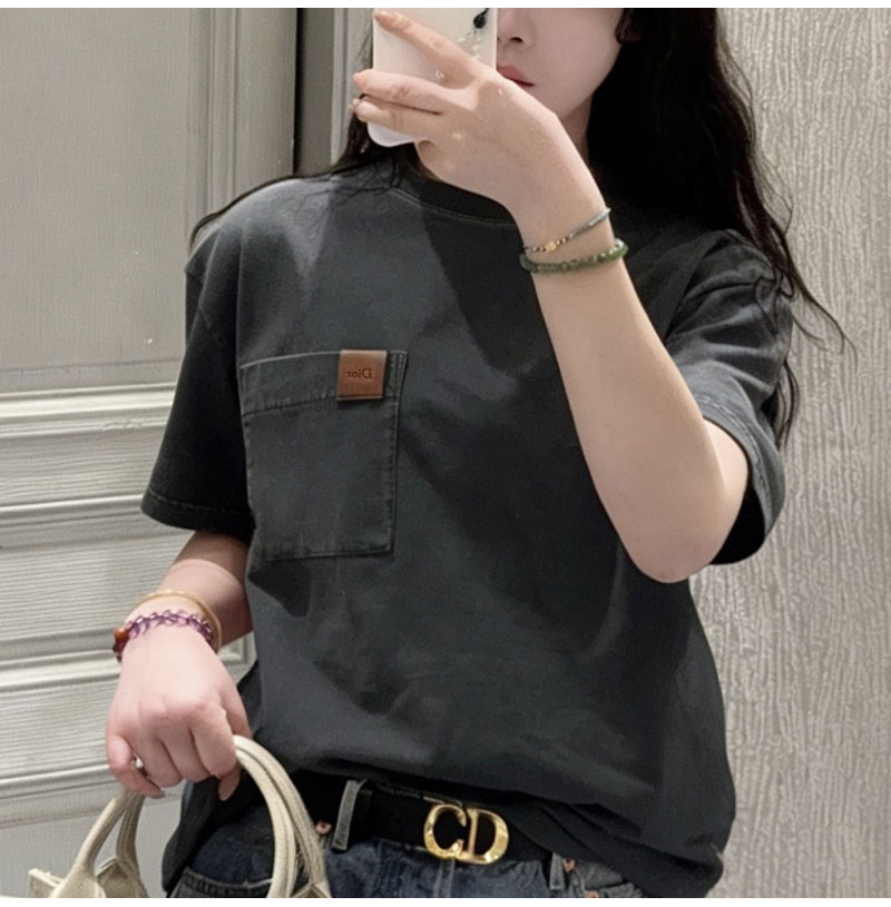 Dior-04012 디올 브라운 스웨이드 패치 반팔 블랙 남녀공용