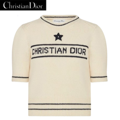 DIOR-154S09 디올 에크루 울 캐시미어 니트 티셔츠 여성용