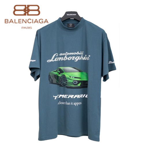 BALENCIAGA-831305 발렌시아가 블루 오토모빌리 람보르기니 티셔츠 남여공용