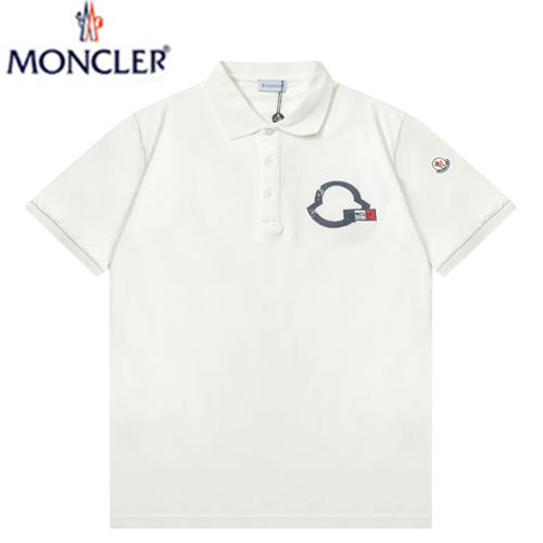 MONCLER-040110 몽클레어 화이트 아플리케 장식 폴로 티셔츠 남성용