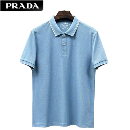PRADA-050711 프라다 라이트 블루 코튼 폴로 티셔츠 남성용