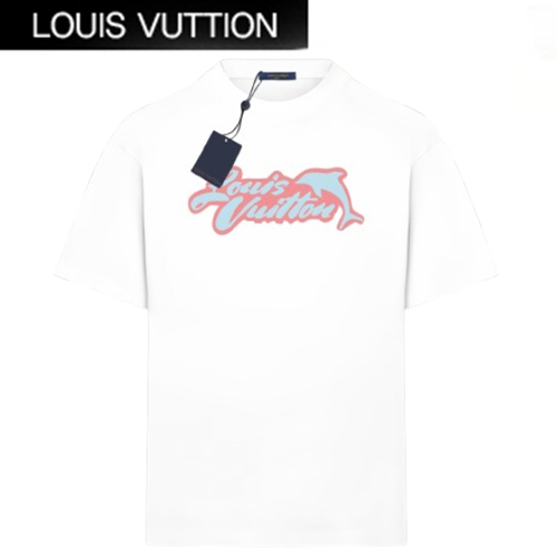 LOUIS VUITTON-06094 루이비통 화이트 프린트 장식 티셔츠 남여공용