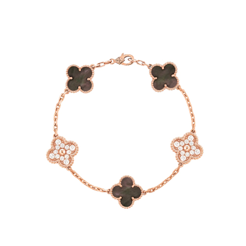 [스페셜오더]VAN CLEEF ARPELS-VCARP2 반클리프 로즈 골드/블랙 다이아몬드 빈티지 알함브라 브레이슬릿