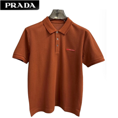 PRADA-031810 프라다 브라운 코튼 폴로 티셔츠 남성용