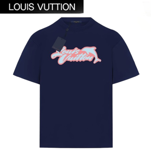 LOUIS VUITTON-06095 루이비통 네이비 프린트 장식 티셔츠 남여공용