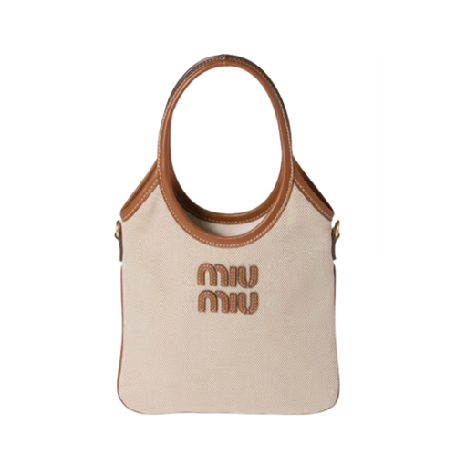 [스페셜오더]MIUMIU-5BA281 미우미우 내추럴 캔버스 가죽 아이비 백