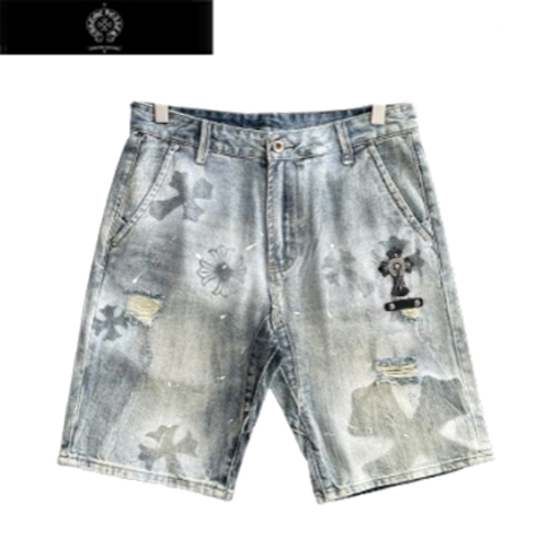 CHROMEHEARTS-071412 크롬하츠 라이트 블루 메탈 십자가 장식 청반바지 남성용