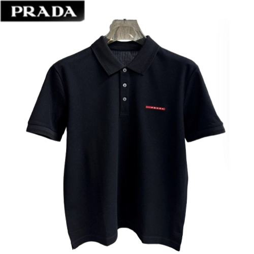 PRADA-031811 프라다 블랙 코튼 폴로 티셔츠 남성용