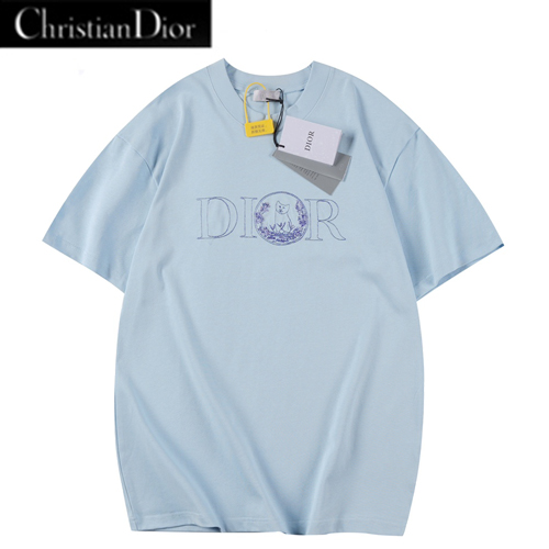 DIOR-050613 디올 라이트 블루 아플리케 장식 티셔츠 남여공용