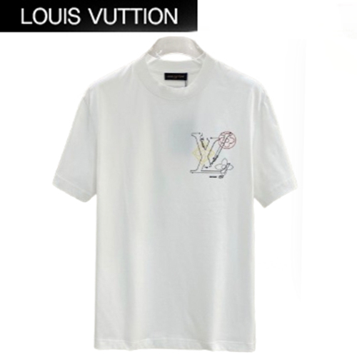 LOUIS VUITTON-032714 루이비통 화이트 LV 시그니처 프린트 장식 티셔츠 남여공용