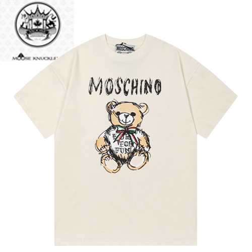 MOSCHINO-040114 모스치노 아이보리 프린트 장식 티셔츠 남여공용
