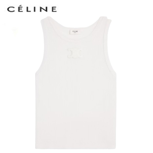 CELINE-2X45N0 셀린느 화이트 트리옹프 탱크 탑 여성용