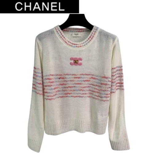 CHANEL-081715 샤넬 화이트 CC 로고 장식 스웨터