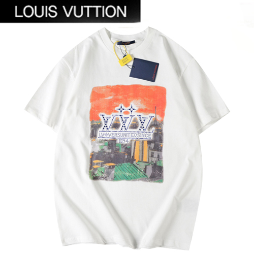 LOUIS VUITTON-050616 루이비통 화이트 프린트 장식 티셔츠 남여공용