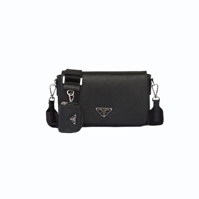 [스페셜오더]PRADA-2VD059 프라다 블랙 사피아노 파우치 숄더백 22cm
