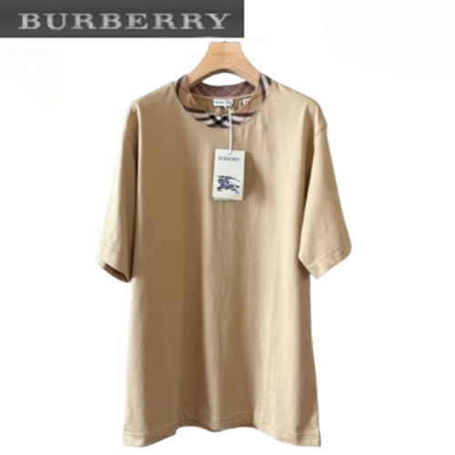 BURBERRY-06031 버버리 베이지 체크 디테일 티셔츠 남여공용