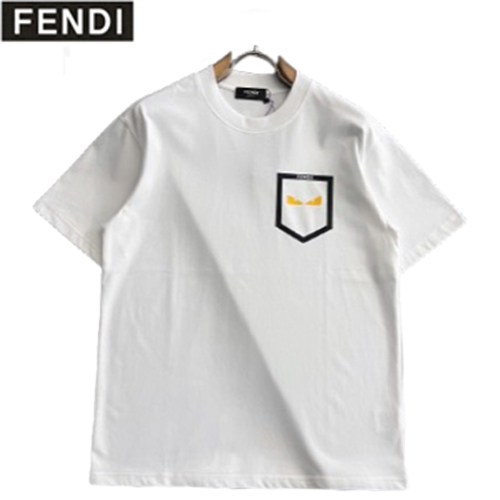 FENDI-06261 펜디 화이트 코튼 티셔츠 남성용