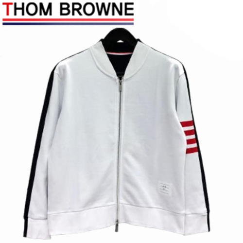 THOM BROWNE-08201 톰 브라운 화이트 스트라이프 장식 스웨트 재킷 남성용