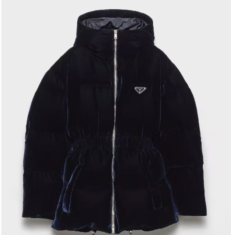 PRADA-1E1117707 프라다 삼각로고 벨벳 다운 패딩  여성용