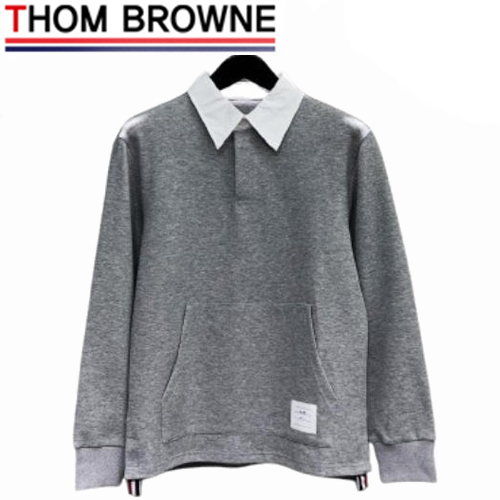 THOM BROWNE-08202 톰 브라운 그레이 폴로 스웨트셔츠 남성용