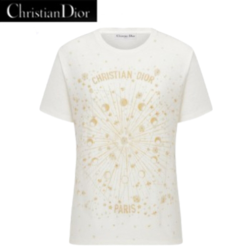 DIOR-03242 디올 화이트 아플리케 장식 티셔츠 여성용