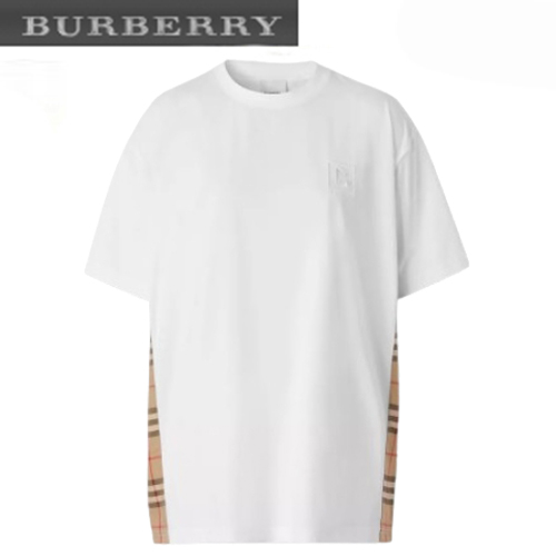 BURBERRY-03204 버버리 화이트 체크 디테일 티셔츠 남여공용