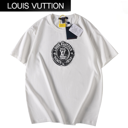 LOUIS VUITTON-05064 루이비통 화이트 프린트 장식 티셔츠 남여공용