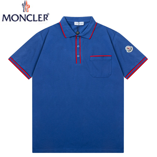 MONCLER-04016 몽클레어 블루 코튼 폴로 티셔츠 남성용