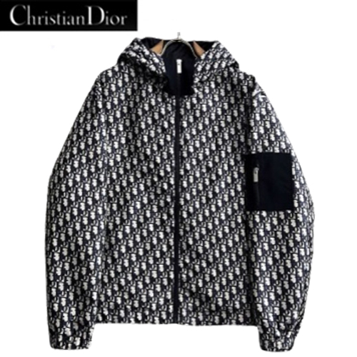 DIOR-08055 디올 블루 Dior Oblique 바람막이 후드 재킷 남여공용