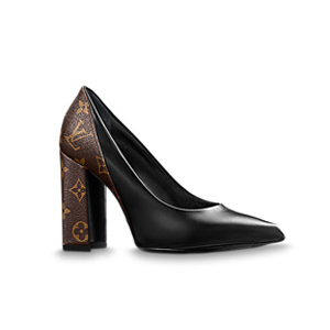 LOUIS VUITTON-1A3PR4 루이비통 플레인 송아지 가죽 모노그램 캔버스 블랙 매치메이크 펌프스