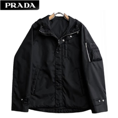 PRADA-08176 프라다 블랙 나일론 바람막이 후드 재킷 남성용