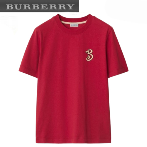 BURBERRY-81013961 버버리 레드 B 스네이크 코튼 티셔츠 남여공용
