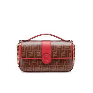 [스페셜오더]FENDI-8BT297 펜디 더블 F 페브릭 레드 송아지 가죽 더블 사이드 핸드백