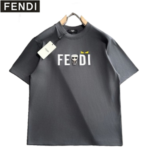 FENDI-06268 펜디 그레이 아플리케 프린트 장식 티셔츠 남성용