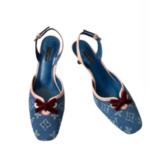 LOUIS VUITTON-04071 루이비통 블루 모노그램 데님 슬링백 펌프스