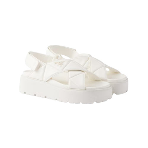 PRADA-1XZ777 프라다 아이보리 나파 가죽 플랫폼 샌들 여성용