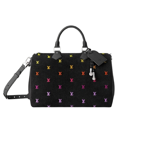 [스페셜오더]LOUIS VUITTON-M14136 루이비통 블랙 LV 블라종 데님 스피디 반둘리에 40
