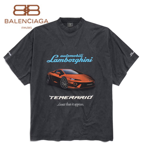 BALENCIAGA-831305 발렌시아가 블랙 오토모빌리 람보르기니 티셔츠 남여공용