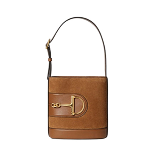 [스페셜오더]GUCCI-833665 2718 구찌 브라운 스웨이드 구찌 73 스몰 버킷백