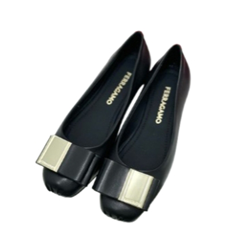 Ferragamo-07115 페라가모 블랙 양가죽 발레 플랫 슈즈