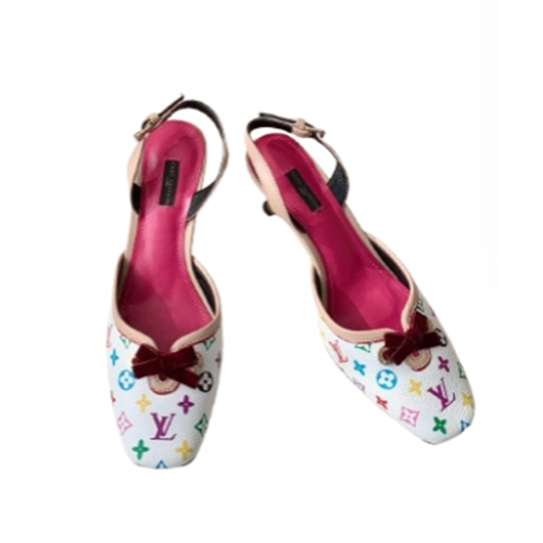 LOUIS VUITTON-04072 루이비통 화이트 모노그램 LV x TM 슬링백 펌프스