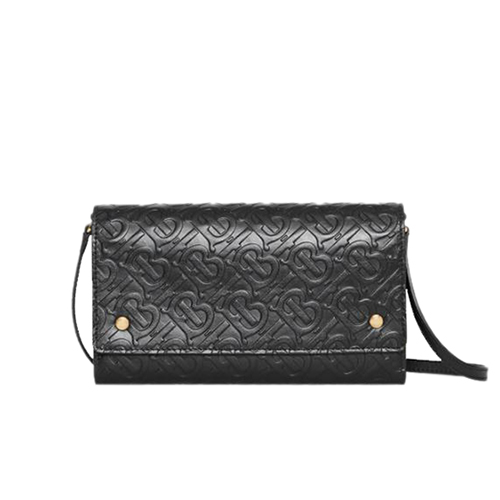 [스페셜오더]BURBERRY-80104761 버버리 블랙 디태처블 스트랩 모노그램 가죽 지갑